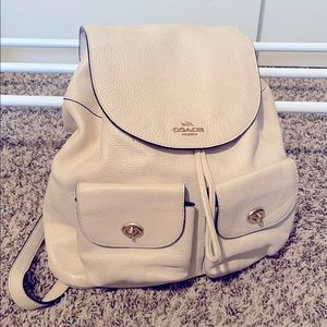 Cream pebble leather Coach backpack